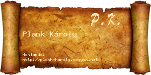 Plank Károly névjegykártya